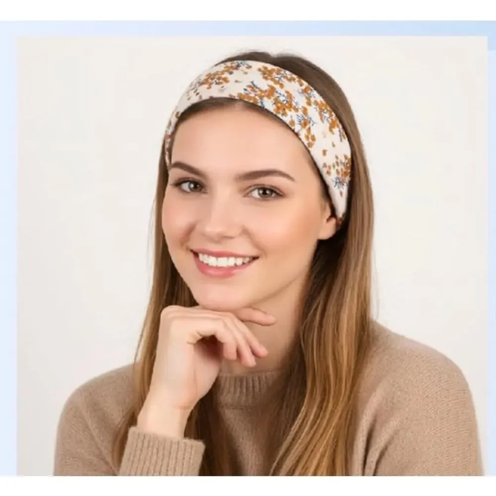 Boutique Beige Neutral Floral Cotton Bandana Boho Cottage Western NEW